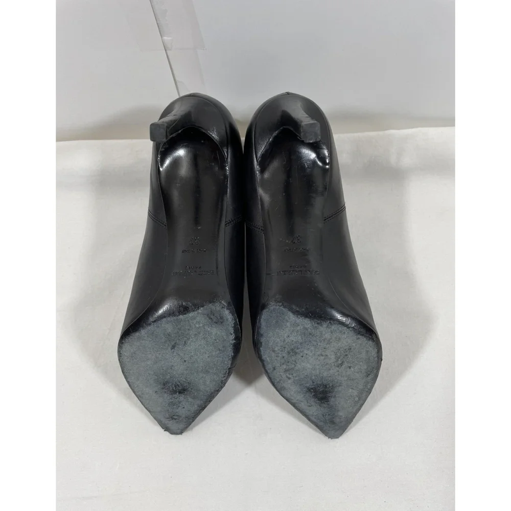 SAINT LAURENT PARIS Booties Boots Sz 37 US 6.5 Black Calfskin Ankle Italy